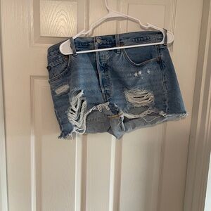 Levi's Blue Distressed Jean Shorts